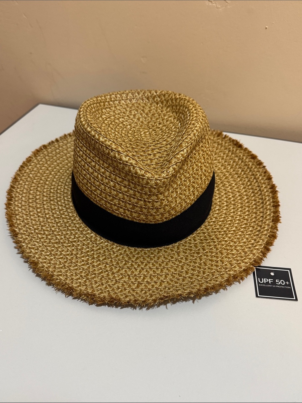 NEW✨NEW✨ Eric Javits Squishee Straw Fedora black ribbon/ subtle “EJ” Logo - Picture 6 of 16